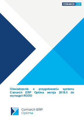 Oświadczenie o przygotowaniu Comarch ERP Optima 2018.5 do wymagań RODO
